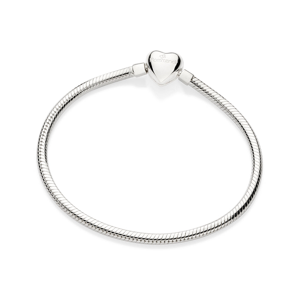 Pulseira Rommanel Rabo de Rato em Prata com Fecho Coração Gravado – Tamanho 20 cm