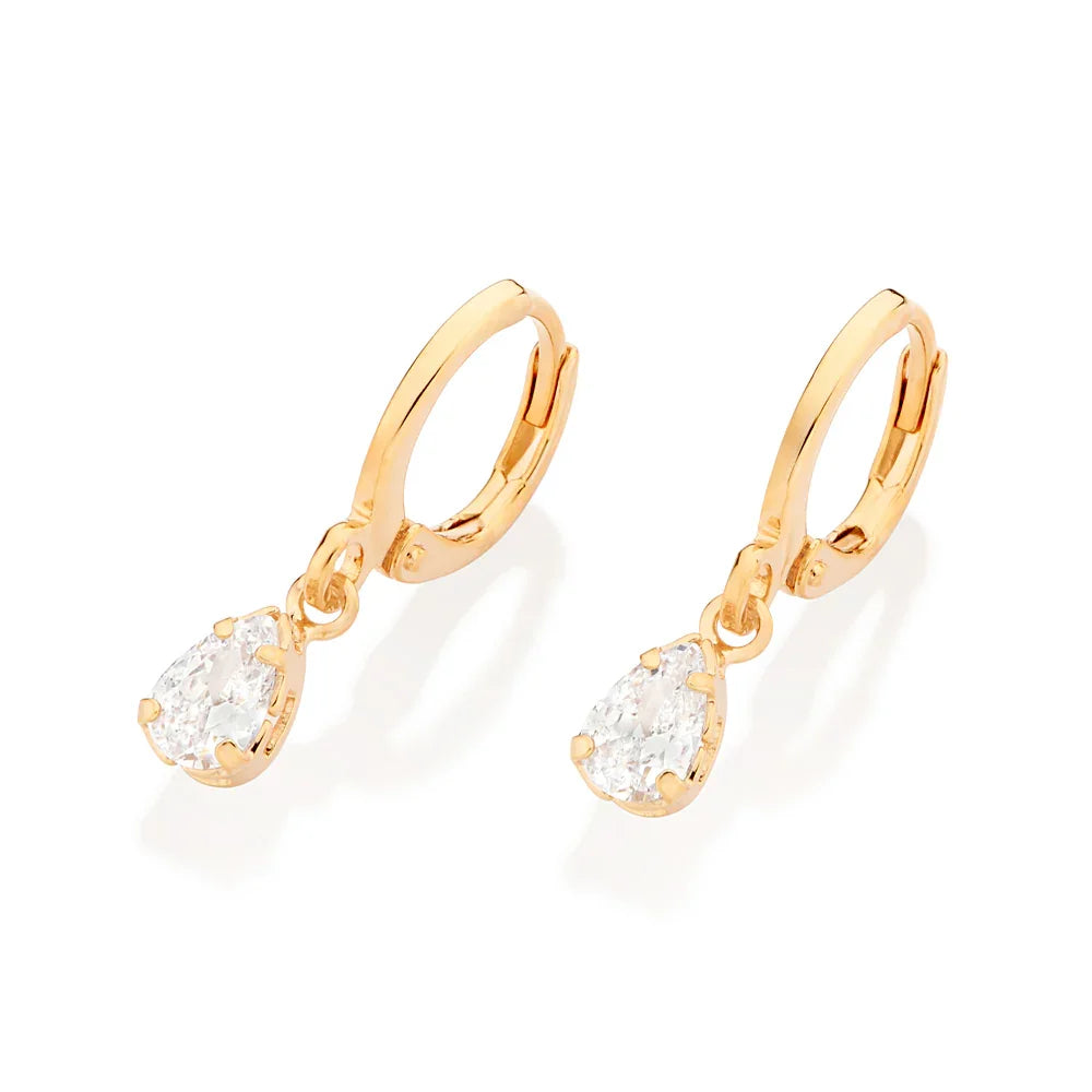 Brinco Argola Rommanel com 2 Zircônias Gota em Ouro 18K – Design Delicado e Elegante - Joias Rommanel | YouBeauty - Brincos, Colares e Anéis com Frete Grátis