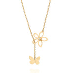 Cordão Elo Português Rommanel com Flor Vazado, Cristal e Borboleta Trabalhada – 50 cm Banho Branco - Joias Rommanel | YouBeauty - Brincos, Colares e Anéis com Frete Grátis