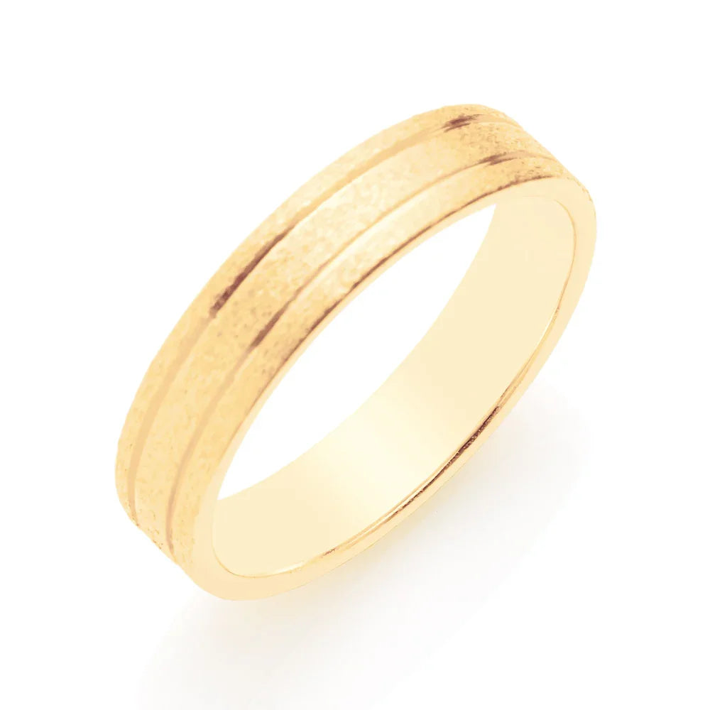 Aliança Fosca Rommanel com 2 Frisos em Ouro 18K – Design Sofisticado e Contemporâneo - You Beauty