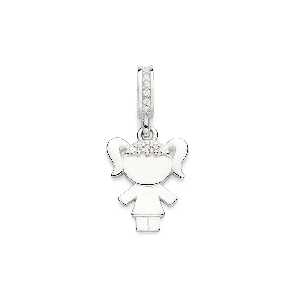 Pingente Berloque Redondo com Menina Cravejada de Zircônias em Prata – Design Detalhado e Elegante Rommanel - Joias Rommanel | YouBeauty - Brincos, Colares e Anéis com Frete Grátis
