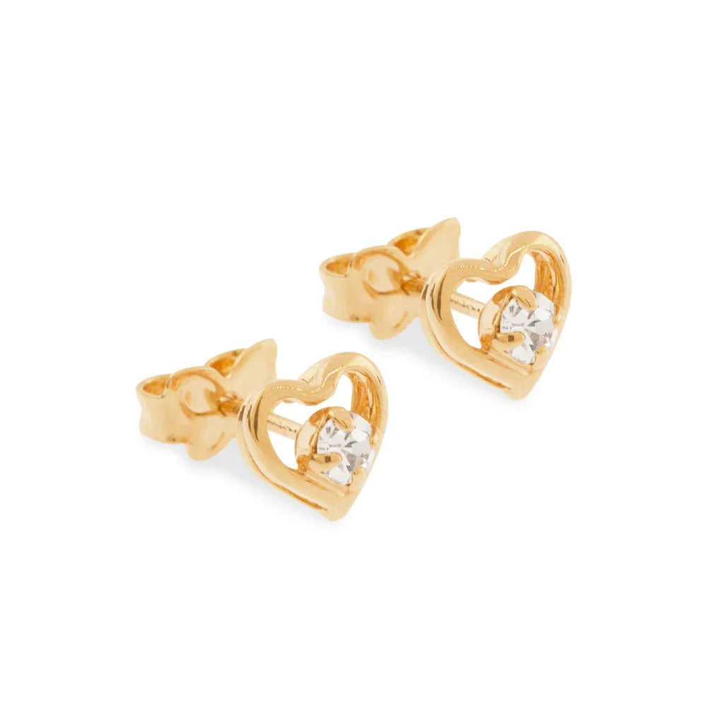 Brinco Coração Vazado Rommanel com 2 Zircônias 3 mm em Banho Ouro 18K – Design Delicado e Elegante - Joias Rommanel | YouBeauty - Brincos, Colares e Anéis com Frete Grátis