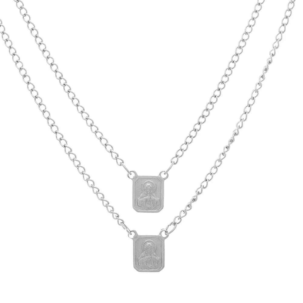 Escapulário Rommanel com Medalhas de Santo em Aço – Corrente 72 cm - You Beauty