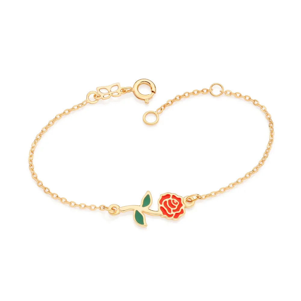 Pulseira Elo Cadeado Rommanel com Flor da Bela e Aplicação de Resina – Joia Licenciada Disney - Joias Rommanel | YouBeauty - Brincos, Colares e Anéis com Frete Grátis