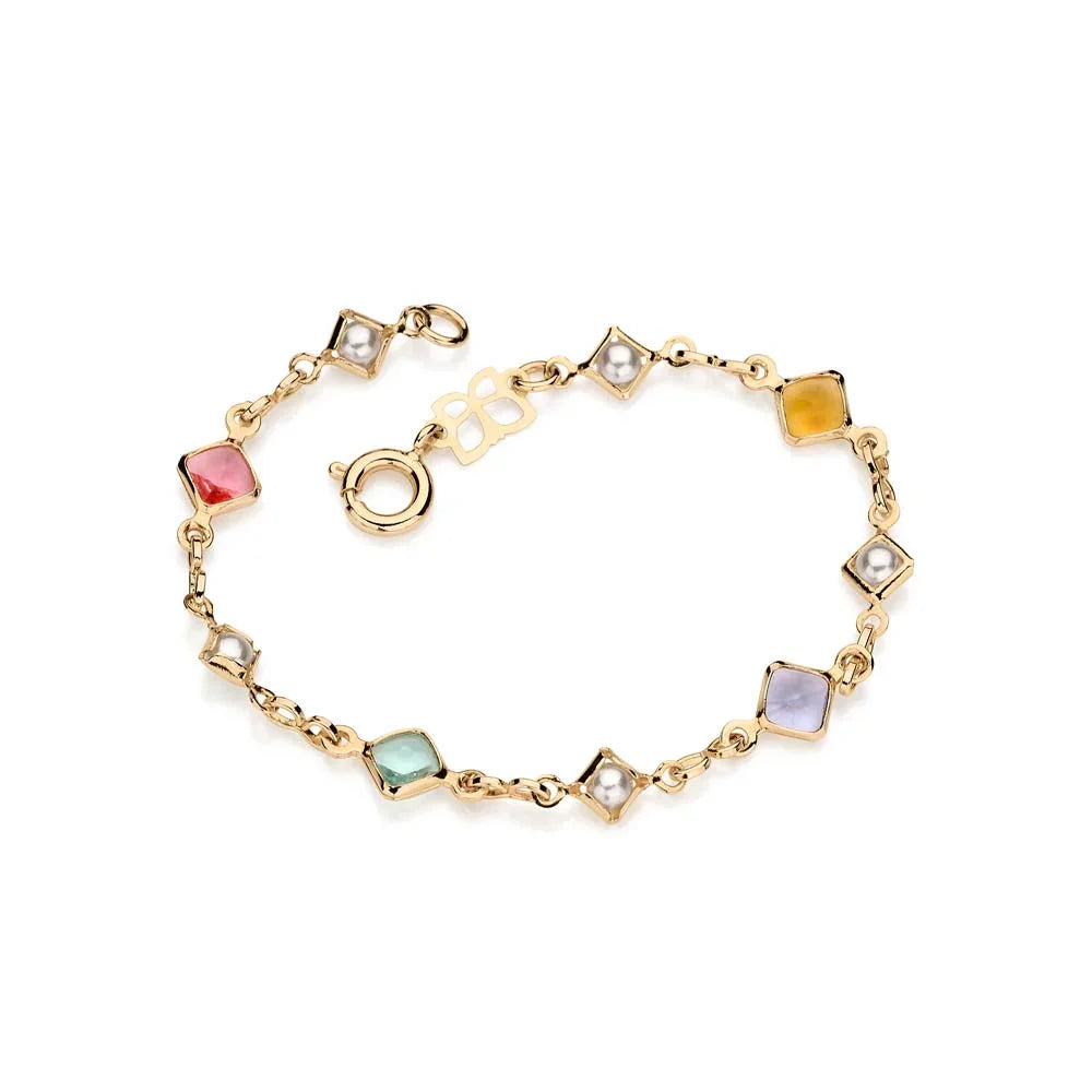 Pulseira Infantil Rommanel de Pedras Coloridas com Pérolas Sintéticas – Design Delicado 14 cm - Joias Rommanel | YouBeauty - Brincos, Colares e Anéis com Frete Grátis