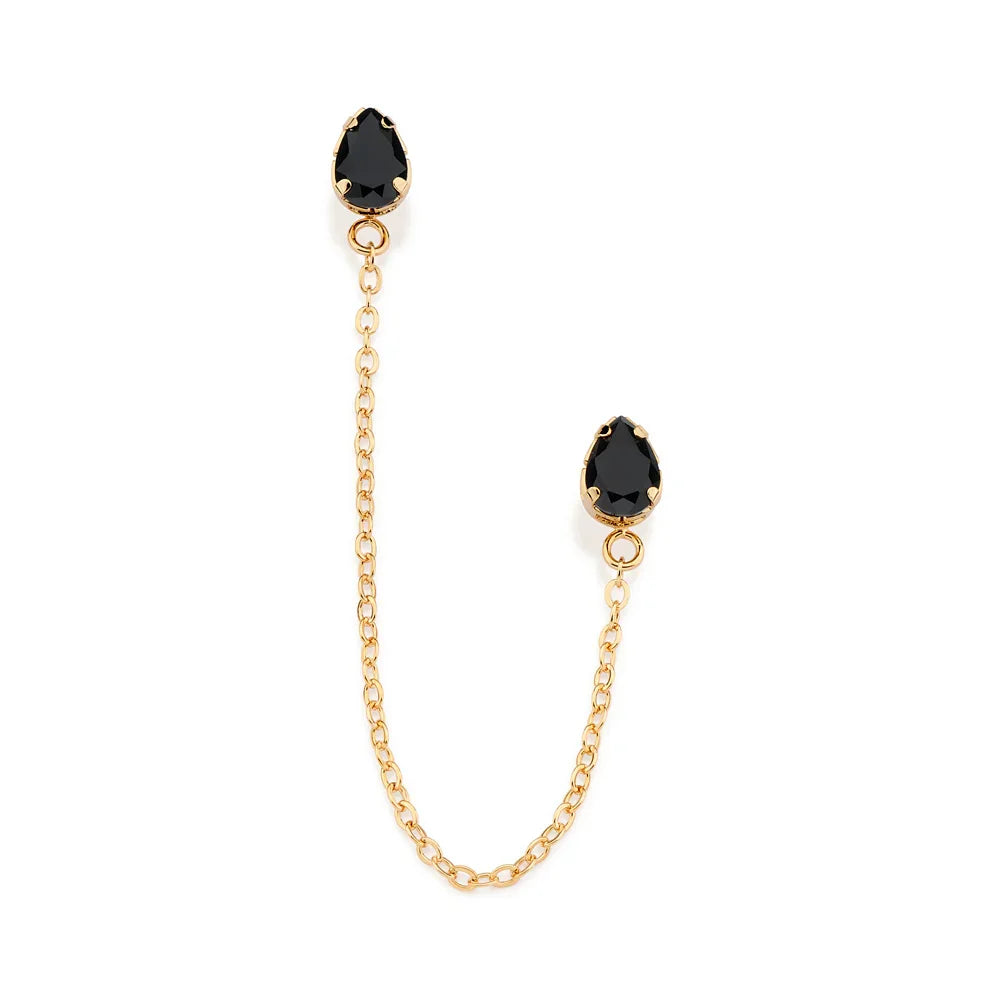 Brinco Unitário Rommanel com Corrente Elo Cadeado e Cristais Pretos em Formato Gota – Design Elegante e Moderno - Joias Rommanel | YouBeauty - Brincos, Colares e Anéis com Frete Grátis