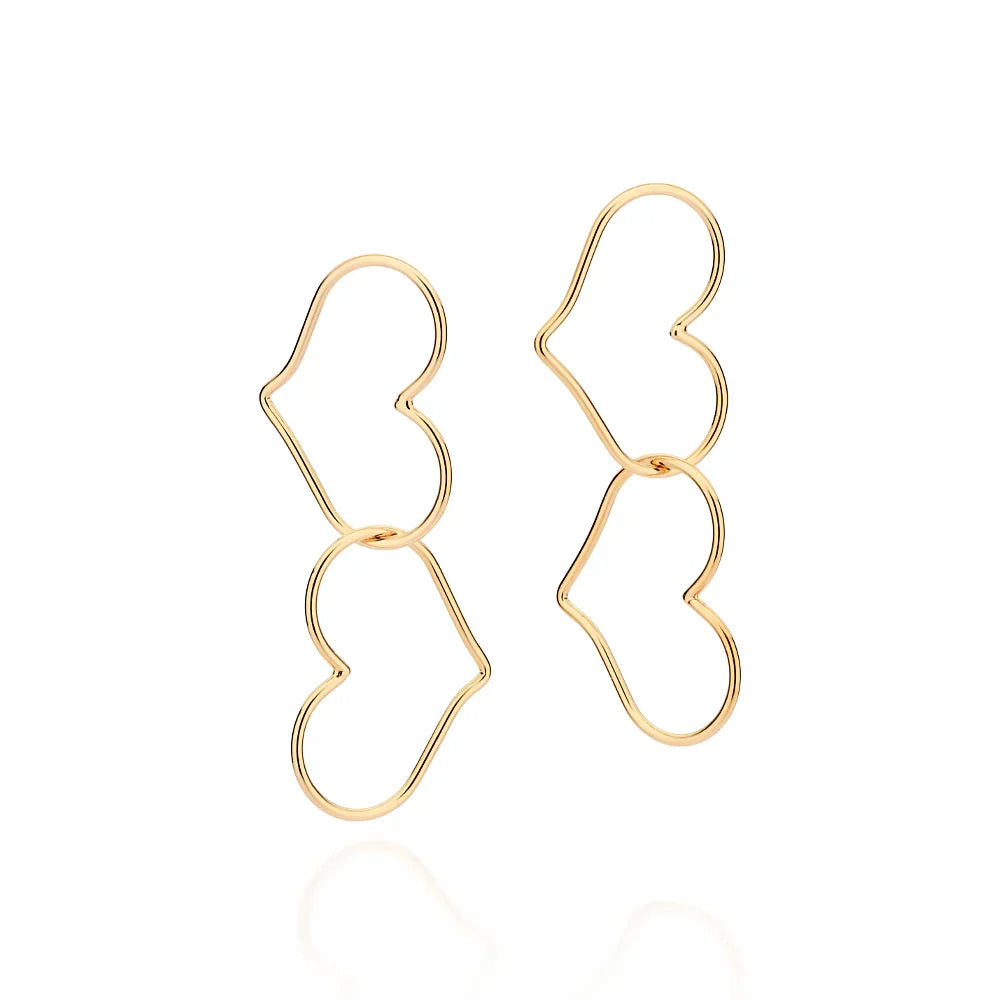 Brinco Maxi Rommanel com 4 Corações Pêndulos Entrelaçados em Ouro 18K – Design Sofisticado - Joias Rommanel | YouBeauty - Brincos, Colares e Anéis com Frete Grátis