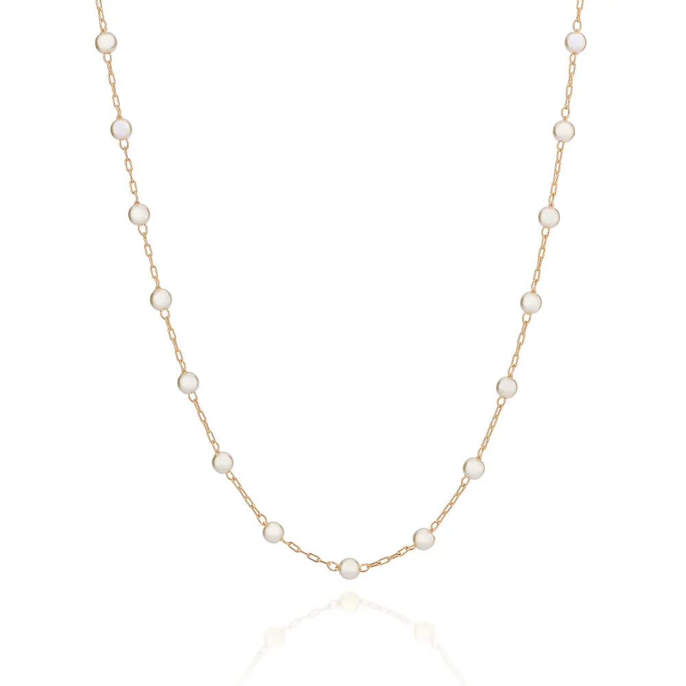 Cordão Rommanel com Pérolas Sintéticas em Corrente Elo Cadeado Oval – Design Delicado 42 cm - Joias Rommanel | YouBeauty - Brincos, Colares e Anéis com Frete Grátis