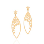 Brinco Maxi Rommanel Base Flor com Navete Pendurada em Ouro 18K – Design Floral Sofisticado - Joias Rommanel | YouBeauty - Brincos, Colares e Anéis com Frete Grátis