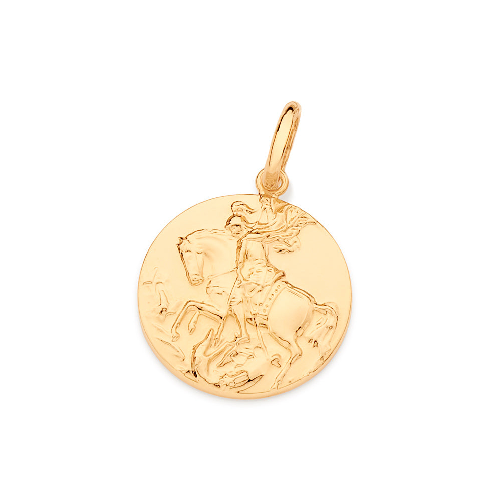 Pingente Medalha São Jorge Rommanel Banhado a Ouro 18k – Design Detalhado e Refinado