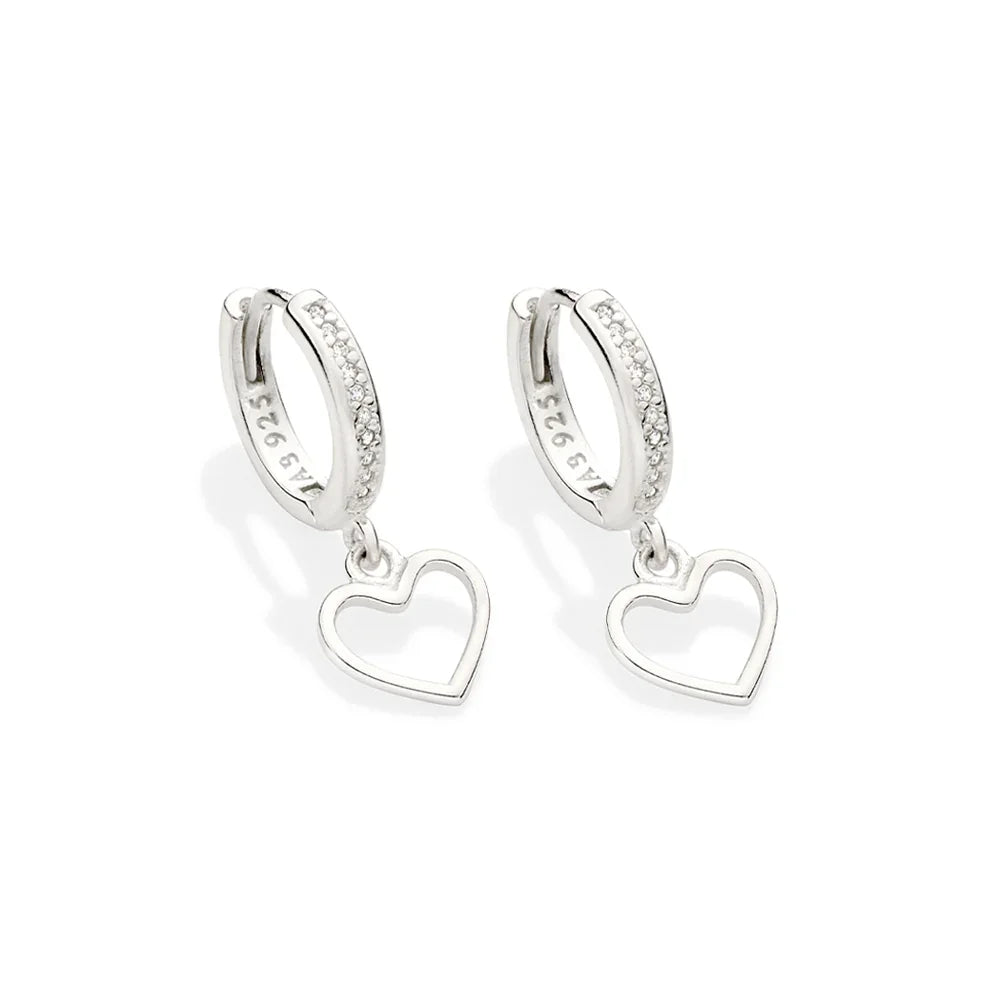 Brinco Argola Romântico Rommanel com Coração Vazado em Prata – 20 Zircônias Brilhantes - Joias Rommanel | YouBeauty - Brincos, Colares e Anéis com Frete Grátis