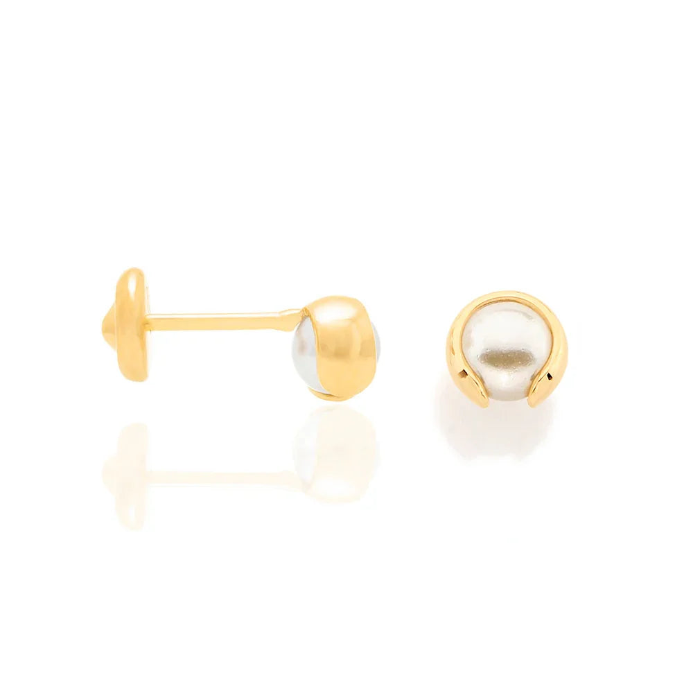 Brinco Infantil Rommanel com Pérola Sintética 4mm em Banho de Ouro 18K – Design Liso Sobreposto - Joias Rommanel | YouBeauty - Brincos, Colares e Anéis com Frete Grátis
