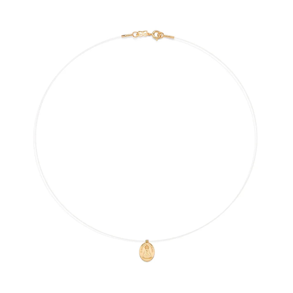 Gargantilha Rommanel com Pingente de Nossa Senhora Aparecida em Fio de Nylon – Design Religioso Elegante - Joias Rommanel | YouBeauty - Brincos, Colares e Anéis com Frete Grátis