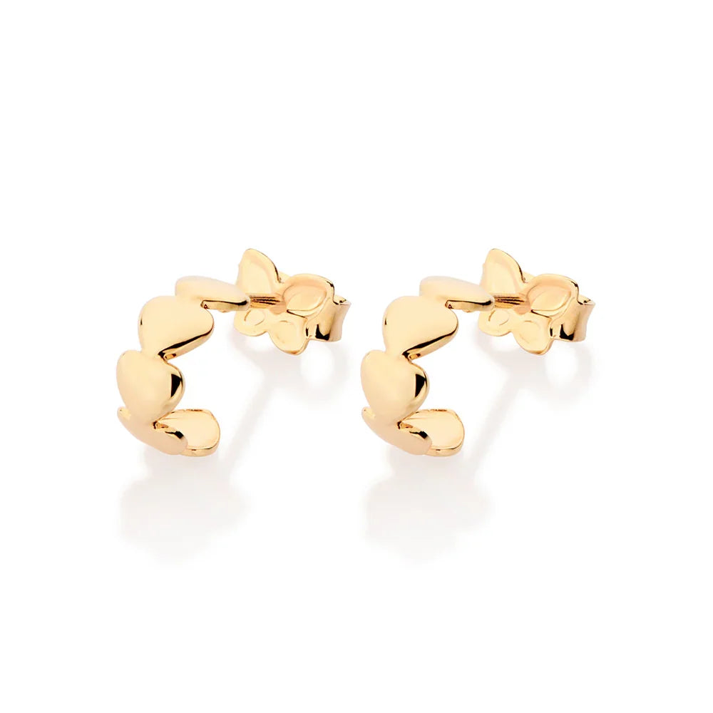 Brinco Meia Argola Rommanel com 10 Corações Lisos em Banho Ouro 18K – Design Delicado e Elegante - Joias Rommanel | YouBeauty - Brincos, Colares e Anéis com Frete Grátis