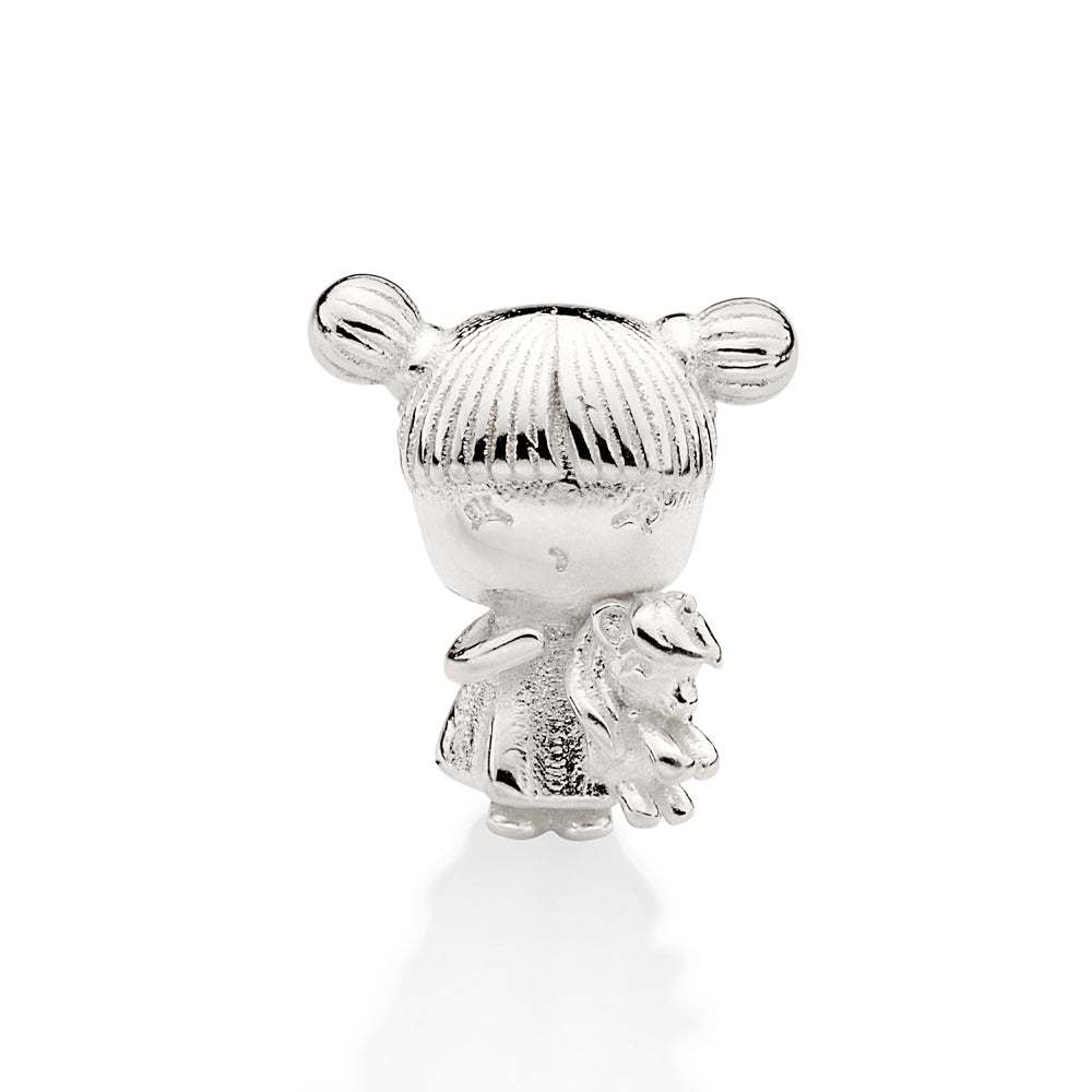Pingente Berloque Menina e Unicórnio Rommanel em Prata – Design Delicado e Encantador
