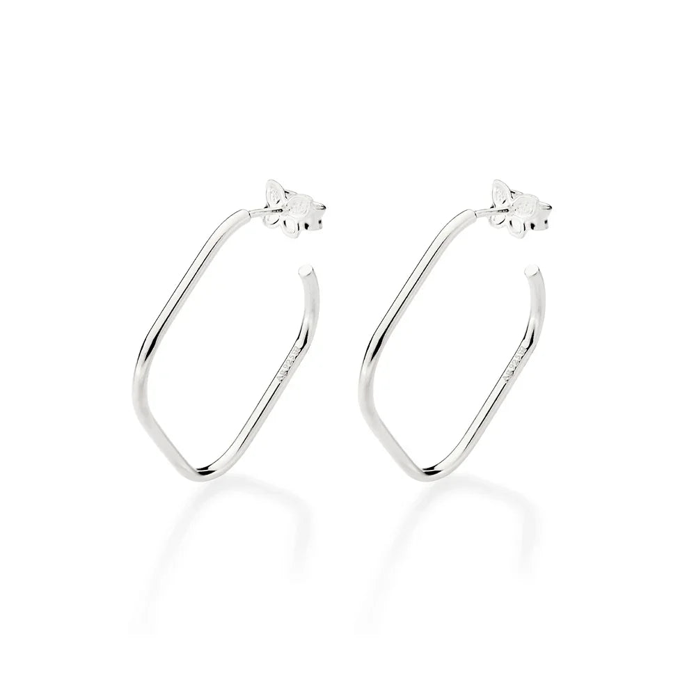 Brinco Meia Argola Quadrado Rommanel em Prata – Design Moderno e Elegante - Joias Rommanel | YouBeauty - Brincos, Colares e Anéis com Frete Grátis