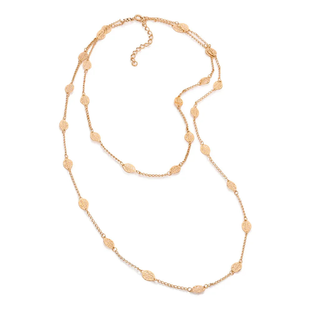 Gargantilha Dupla Rommanel com Folhas Vazadas em Ouro 18K – Ajustável 42 a 45 cm - Joias Rommanel | YouBeauty - Brincos, Colares e Anéis com Frete Grátis