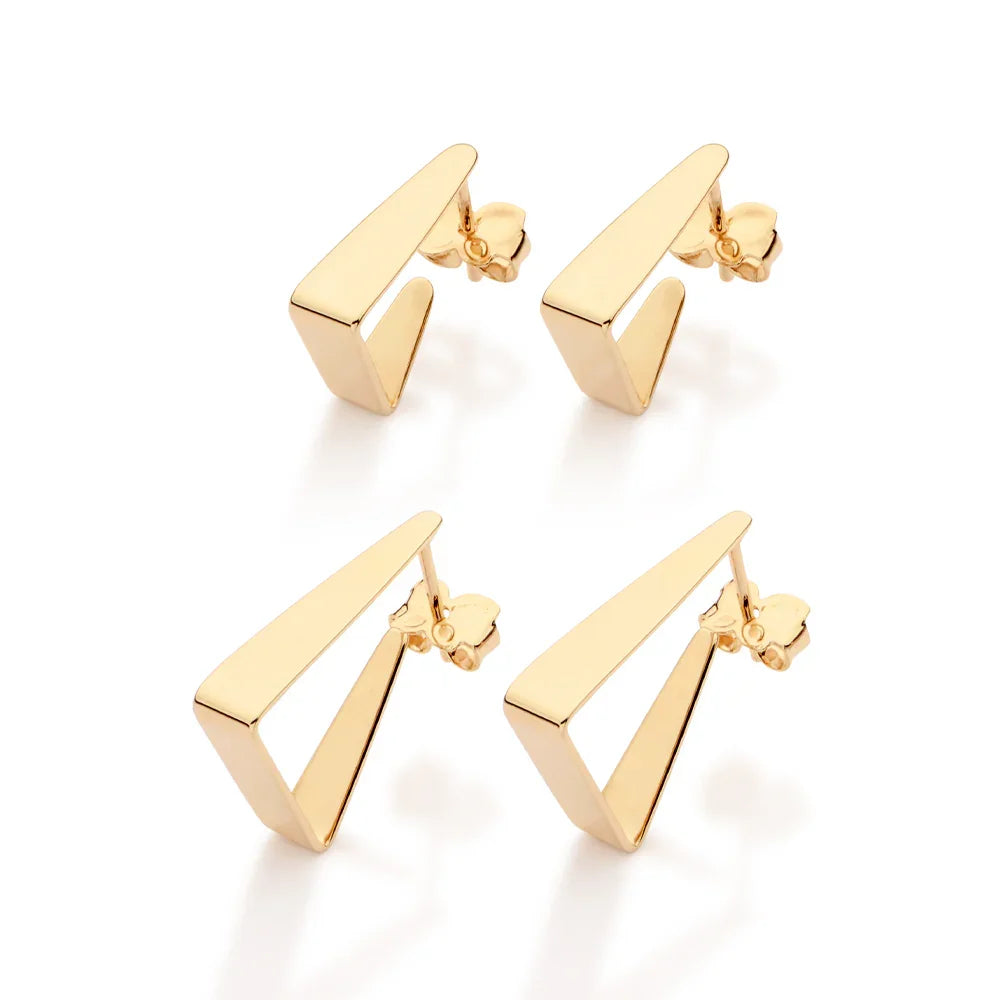 Brinco Kit Rommanel com Argolas Triangulares Banhado a Ouro 18K – Design Moderno e Sofisticado - Joias Rommanel | YouBeauty - Brincos, Colares e Anéis com Frete Grátis