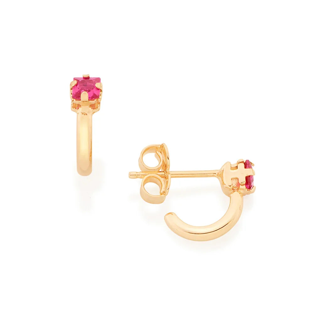 Brinco Infantil Meia Argola com Zircônia Carrê em Ouro 18K Rommanel – Design Delicado e Brilhante - Joias Rommanel | YouBeauty - Brincos, Colares e Anéis com Frete Grátis