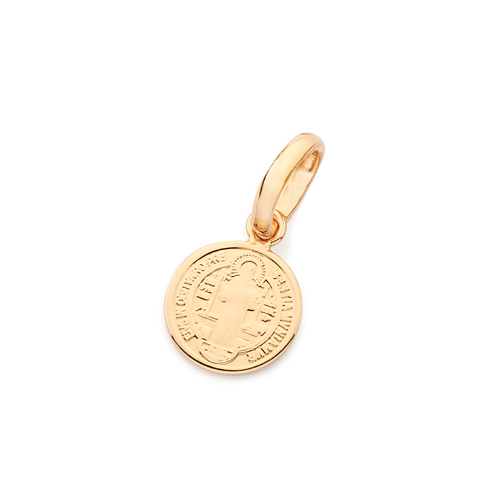 Pingente Medalha de São Bento Redondo Rommanel Banhado a Ouro 18K – Design Clássico e Proteção Garantida