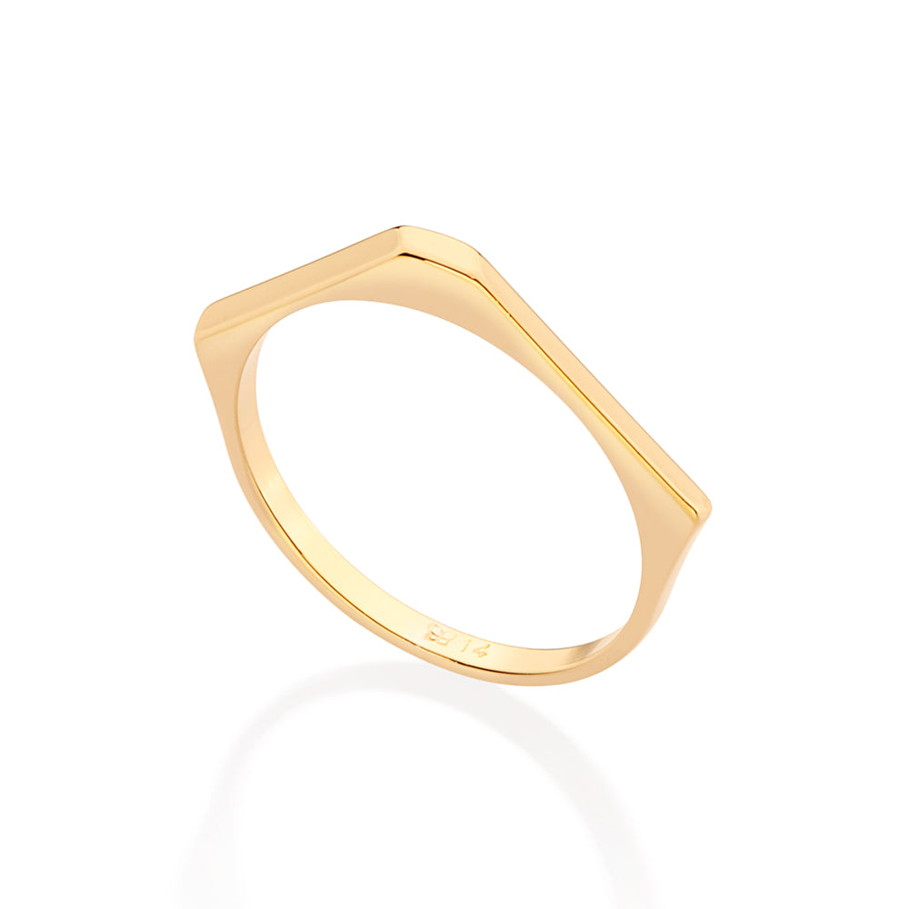 Aliança Fina Angular Rommanel com Banho de Ouro 18K – Joia Licenciada Giovanna Antonelli