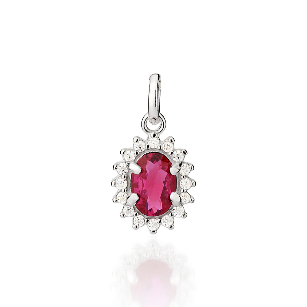 Pingente Oval Rommanel Cravejado com 17 Zircônias – Design Elegante em Prata