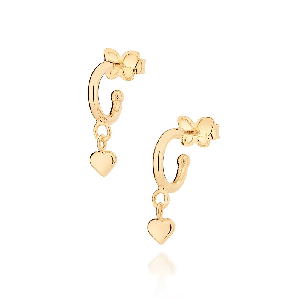 Brinco Meia Argola Rommanel com Mini Coração Abaulado em Ouro 18K – Design Delicado e Sofisticado - Joias Rommanel | YouBeauty - Brincos, Colares e Anéis com Frete Grátis