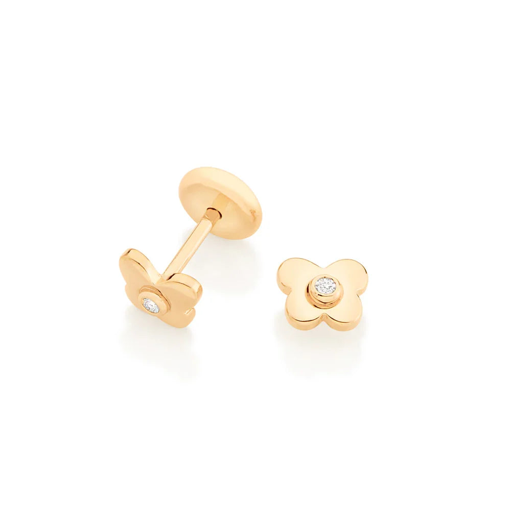 Brinco Infantil Borboleta Rommanel com Zircônias em Ouro 18K – Design Delicado e Elegante - Joias Rommanel | YouBeauty - Brincos, Colares e Anéis com Frete Grátis
