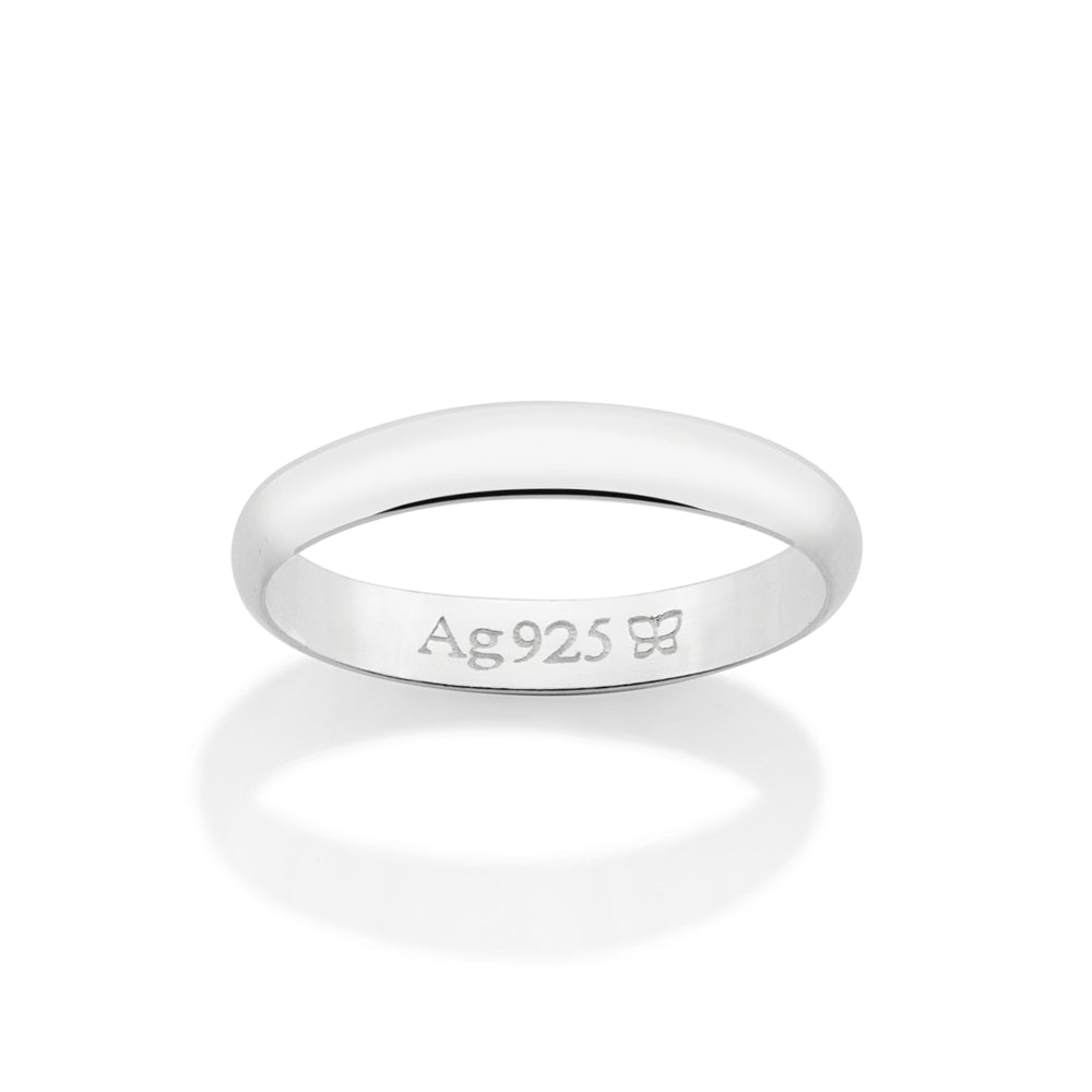 Aliança Lisa Meia Cana 3mm Rommanel em Prata – Design Clássico e Confortável