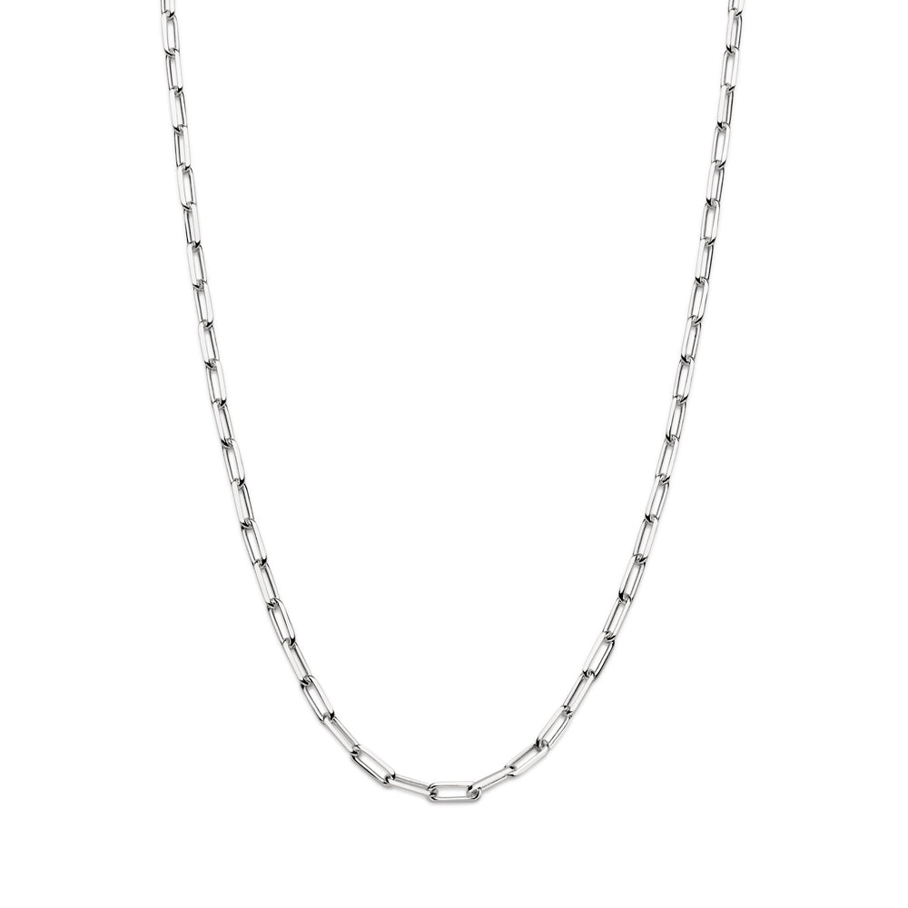 Gargantilha Corrente Elo Cadeado Oval Rommanel em Prata Fio 7mm – Tamanho 45cm