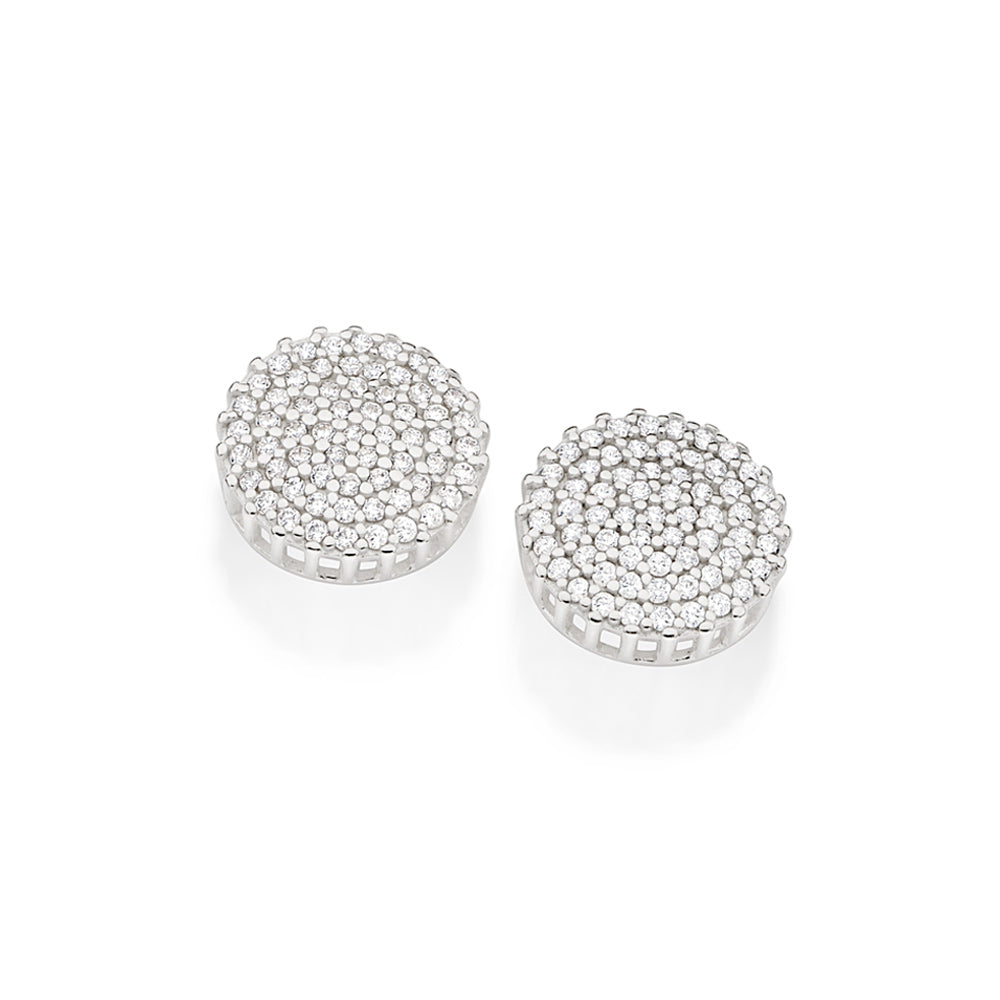 Brinco Redondo Rommanel Cravejado com 124 Zircônias em Prata – Design Brilhante e Sofisticado