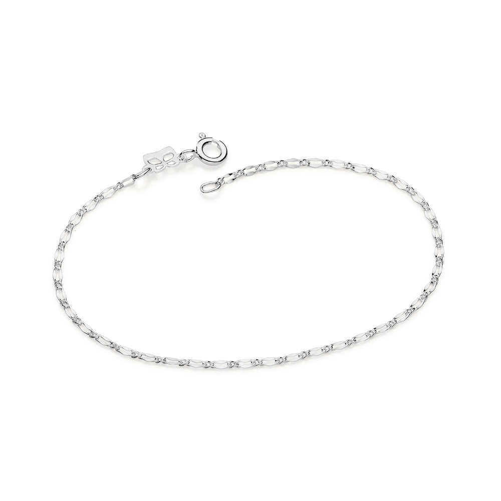 Pulseira Rommanel de Corrente com Elos Batidos 1x1 em Prata – Design Clássico e Elegante