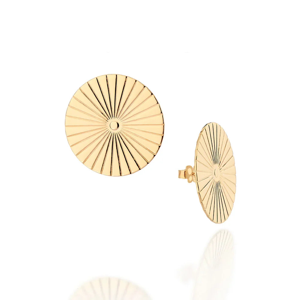 Brinco Botão Rommanel com Frisos e Esfera em Baixo Relevo – Banhado a Ouro 18K Premium - Joias Rommanel | YouBeauty - Brincos, Colares e Anéis com Frete Grátis