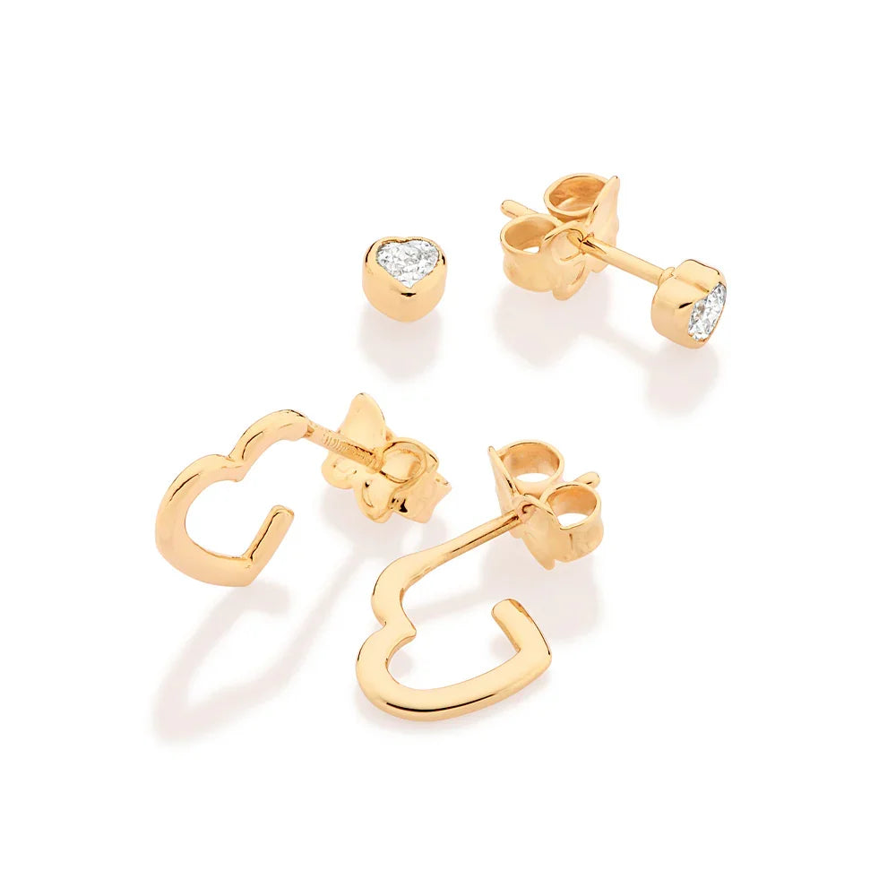 Kit Brinco Rommanel com Meia Argola e Zircônia Coração em Ouro 18K – Design Delicado e Feminino - Joias Rommanel | YouBeauty - Brincos, Colares e Anéis com Frete Grátis
