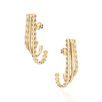 Brinco Meia Argola Rommanel em Ouro 18K – Triplo Fios com Texturas Diferenciadas - Joias Rommanel | YouBeauty - Brincos, Colares e Anéis com Frete Grátis