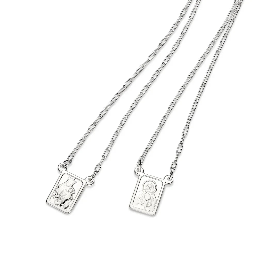 Escapulário Rommanel com Medalhas de Nossa Senhora do Carmo e Sagrado Coração em Corrente Elo Cadeado 65 cm – Design Religioso Exclusivo - Joias Rommanel | YouBeauty - Brincos, Colares e Anéis com Frete Grátis