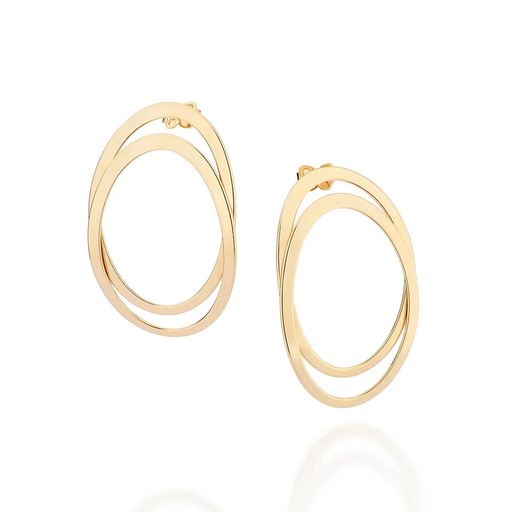 Brinco Maxi Oval Vazado Sobreposto Rommanel em Ouro 18K – Design Sofisticado e Elegante - Joias Rommanel | YouBeauty - Brincos, Colares e Anéis com Frete Grátis