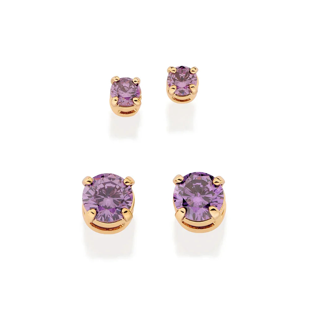 Kit Brinco Rommanel com Zircônia Roxa 3mm e 5mm – Design Elegante e Sofisticado - Joias Rommanel | YouBeauty - Brincos, Colares e Anéis com Frete Grátis