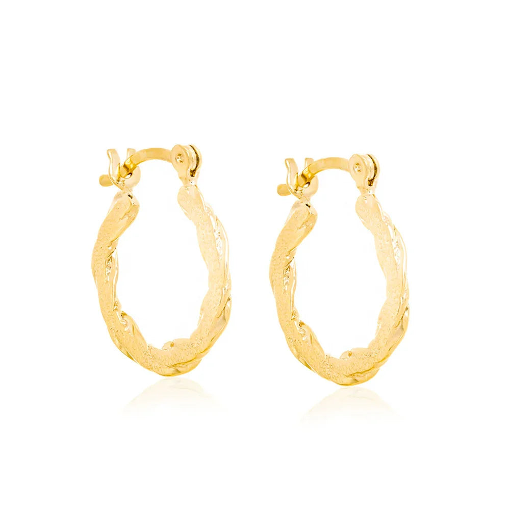 Brinco Argola Granitada e Torcida Rommanel em Ouro 18K – Design Elegante Médio 1,7 cm - Joias Rommanel | YouBeauty - Brincos, Colares e Anéis com Frete Grátis