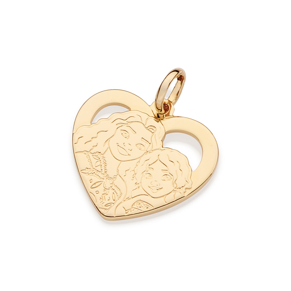 Pingente Coração Moana Rommanel Banhado a Ouro 18K – Personalizável e Licenciado Disney