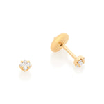 Brinco Infantil Rommanel com Zircônia Carrê 2x2mm em Banho de Ouro 18K – Tarraxa Baby Confortável - Joias Rommanel | YouBeauty - Brincos, Colares e Anéis com Frete Grátis
