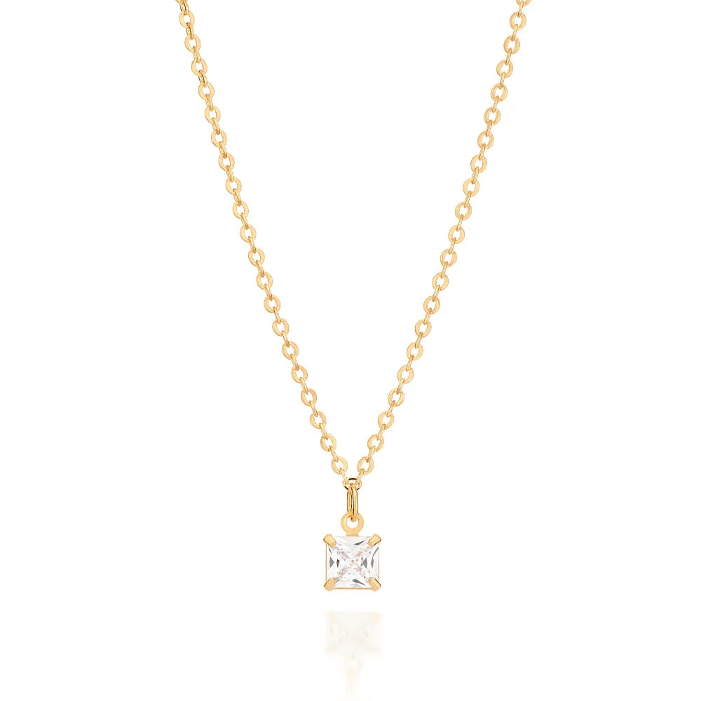 Gargantilha Rommanel com Pingente Solitário de Zircônia Carrê 5x5 mm em Corrente Elo Cadeado – Design Delicado e Ajustável - Joias Rommanel | YouBeauty - Brincos, Colares e Anéis com Frete Grátis