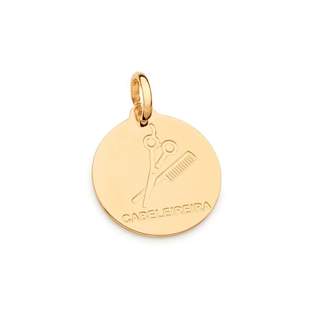 Pingente Medalha Símbolo Cabelereira Rommanel em Ouro 18K – Design Exclusivo Profissão - Joias Rommanel | YouBeauty - Brincos, Colares e Anéis com Frete Grátis