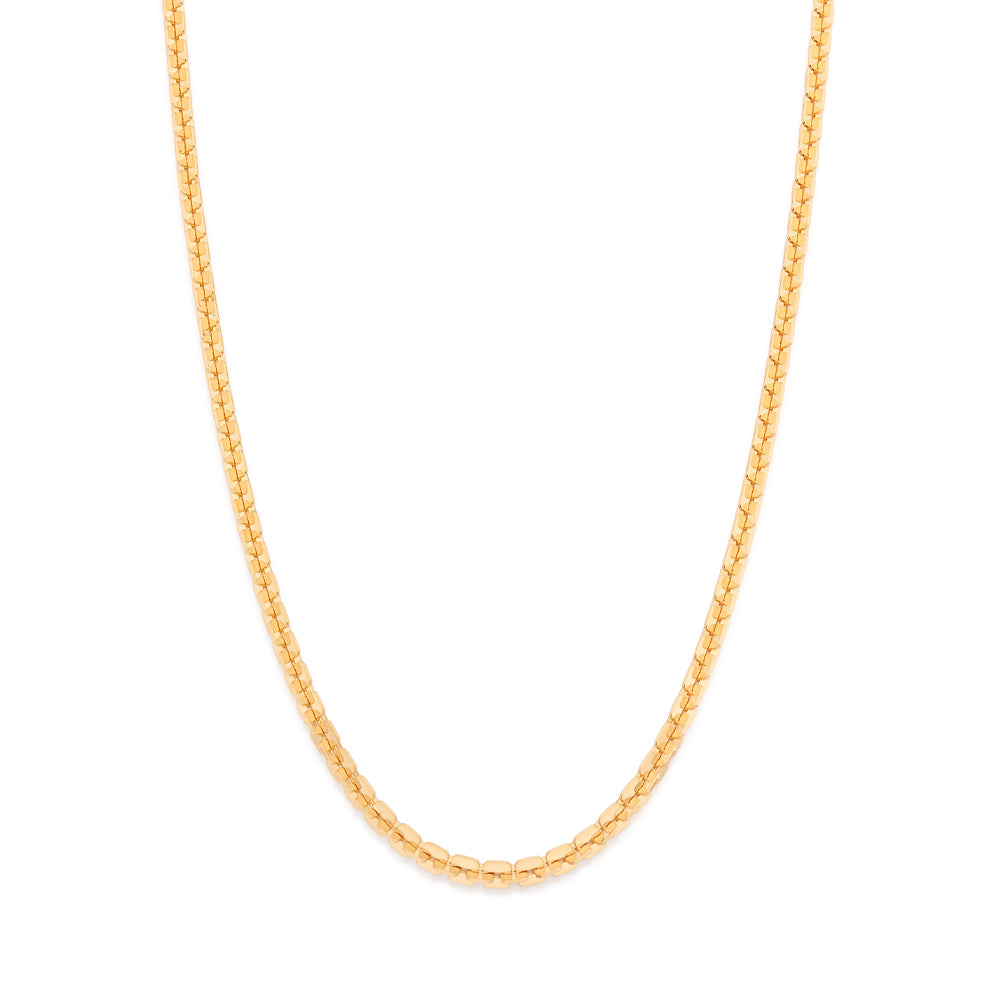 Cordão Gargantilha Rommanel com Elos Cadeado Quadrados Banhado a Ouro 18K – Ajustável 50 cm