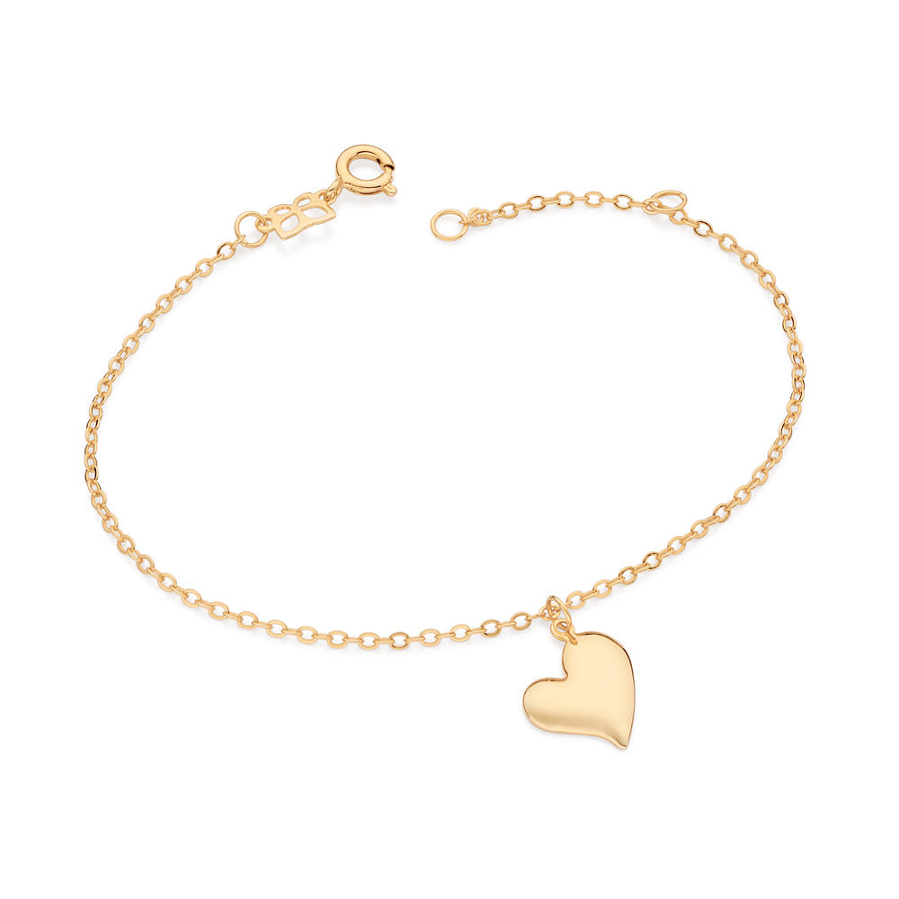 Pulseira Rommanel de Elo Cadeado com Pingente Coração Abaulado – Ajustável 17 a 19 cm