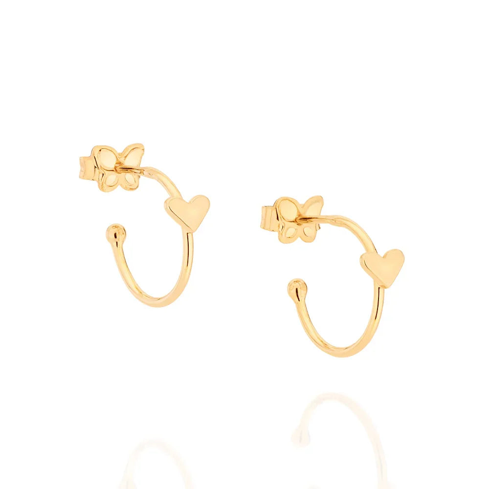 Brinco Meia Argola Rommanel com Coração Liso em Banho Ouro 18K – Design Delicado e Sofisticado - Joias Rommanel | YouBeauty - Brincos, Colares e Anéis com Frete Grátis