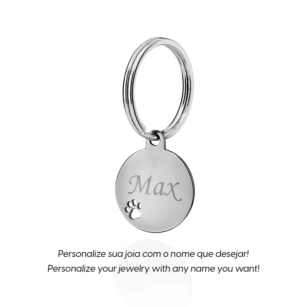 Medalha Redonda Rommanel com Pata de Pet Vazado em Aço – Personalizável e Delicada - You Beauty
