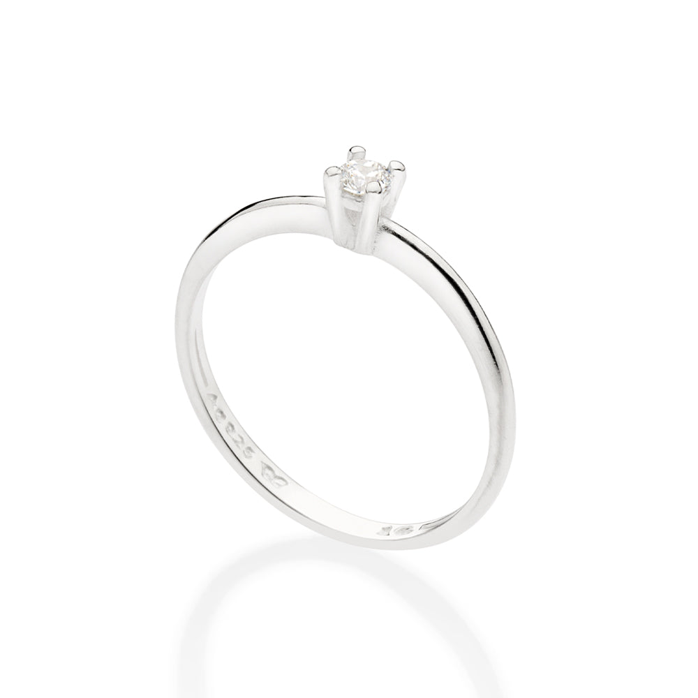 Anel Solitário Rommanel com Zircônia 2,5mm em Prata – Design Clássico e Elegante