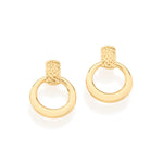 Brinco Círculo Vazado Rommanel em Ouro 18K – Base Retangular com Detalhes em Baixo Relevo - Joias Rommanel | YouBeauty - Brincos, Colares e Anéis com Frete Grátis
