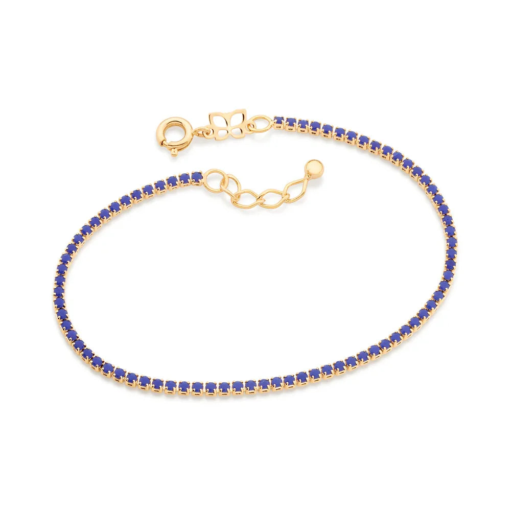 Pulseira Riviera Rommanel com 77 Cristais Azul Escuro – Coleção Ana Hickmann, Banho Ouro 18K Ajustável - Joias Rommanel | YouBeauty - Brincos, Colares e Anéis com Frete Grátis